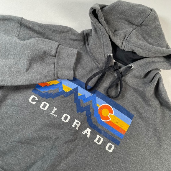 Colorado Graphic Hoodie Sweatshirt Fruit of the Loom Sofspun Gray Mens Large - Picture 1 of 7